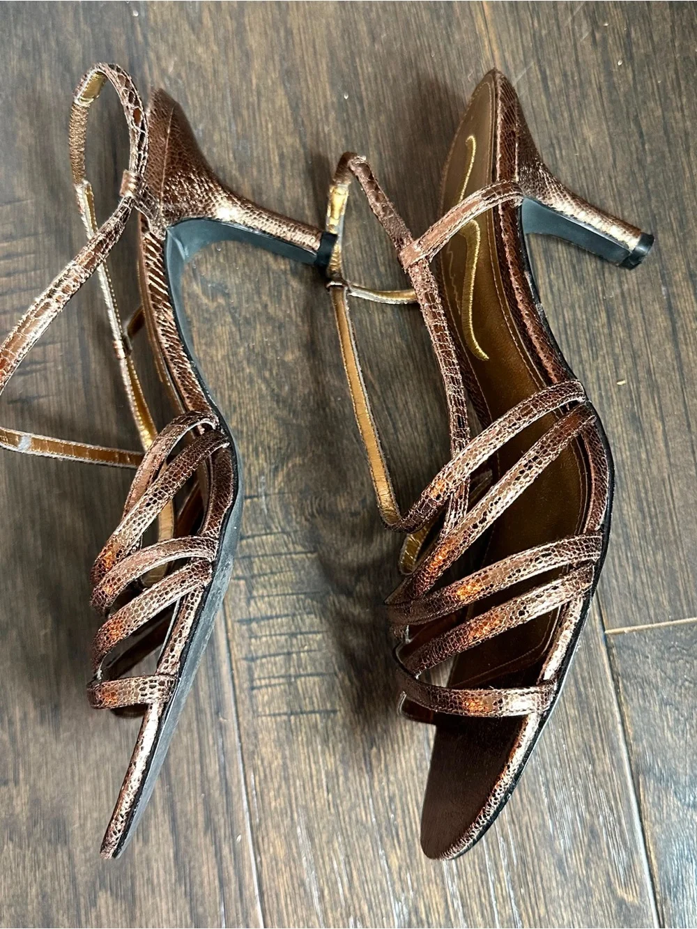 Nina Strappy Metallic Bronze Women's Dress Sandals, Size 8